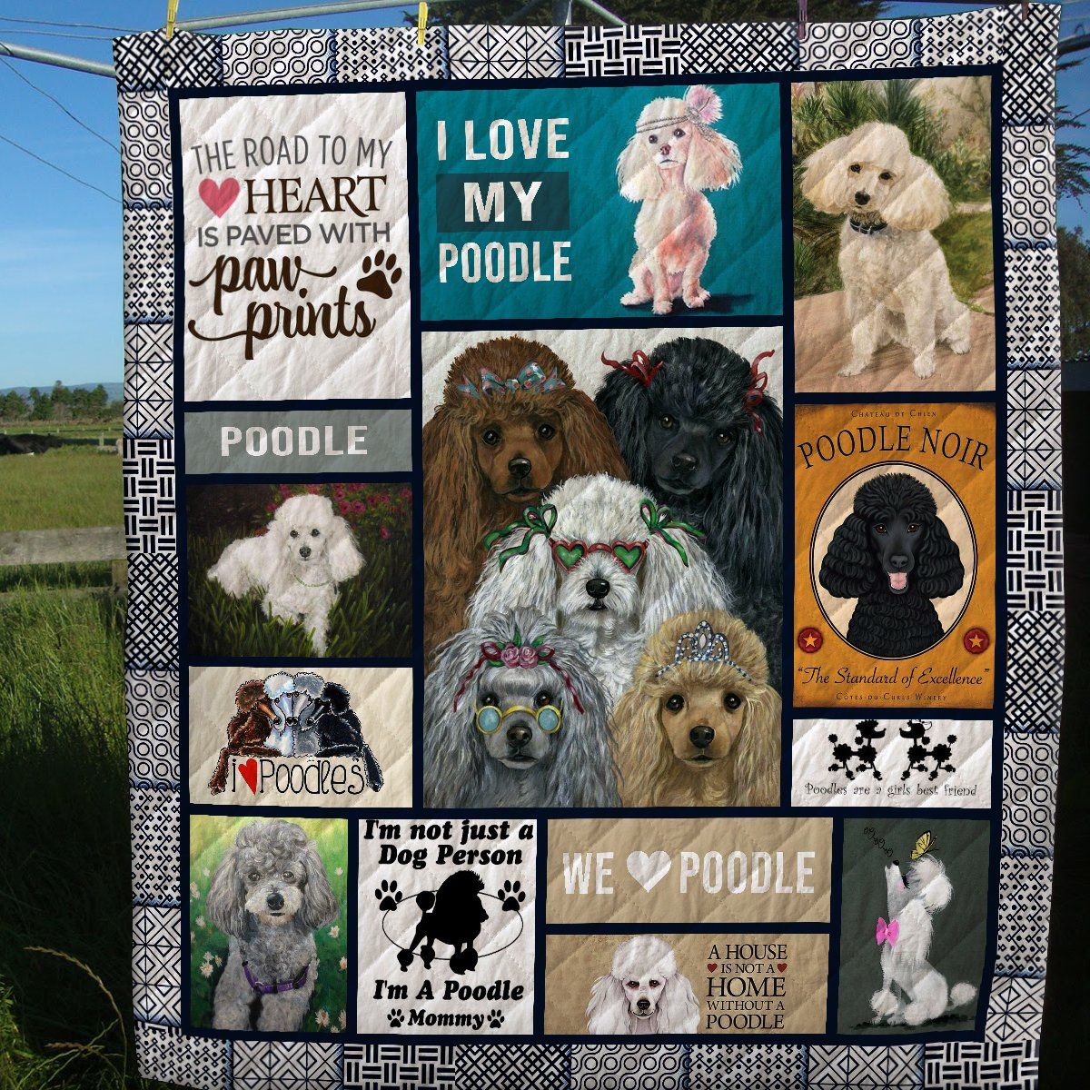 Hq Dog Poodle Quilt Blanket Dhc09122304Dd
