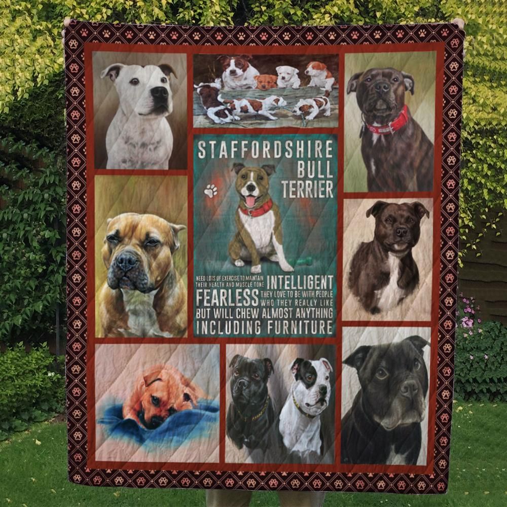 Hq Dog Staffordshire Bull Terrier Quilt Blanket Dhc09122308Dd