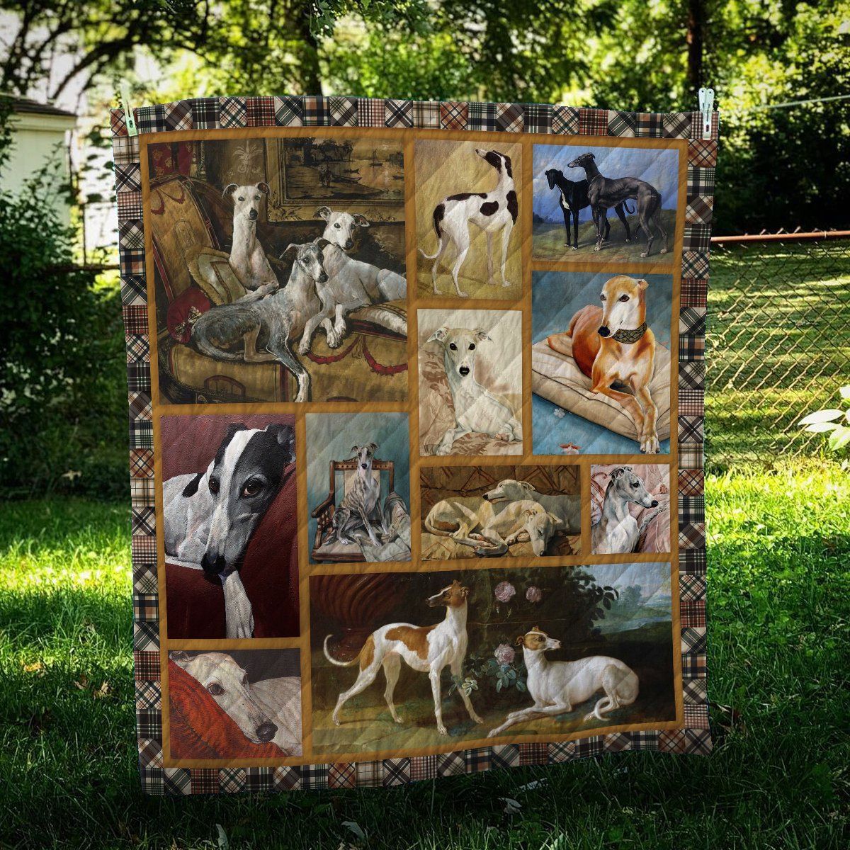 Hq Greyhound Portrait Quilt Blanket Dhc09122238Dd