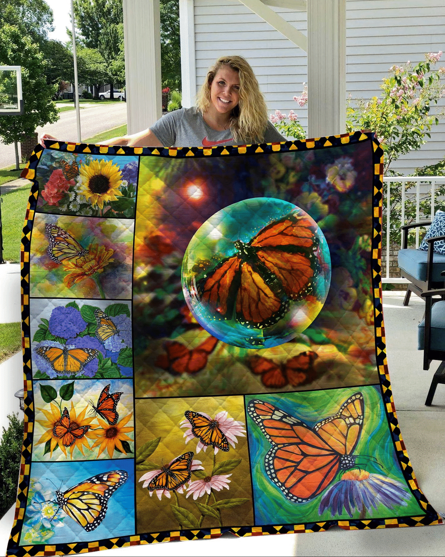 Hth0208 Butterfly Blowing In The Wind Quilt Christmas Gift Dhc16122616Dd