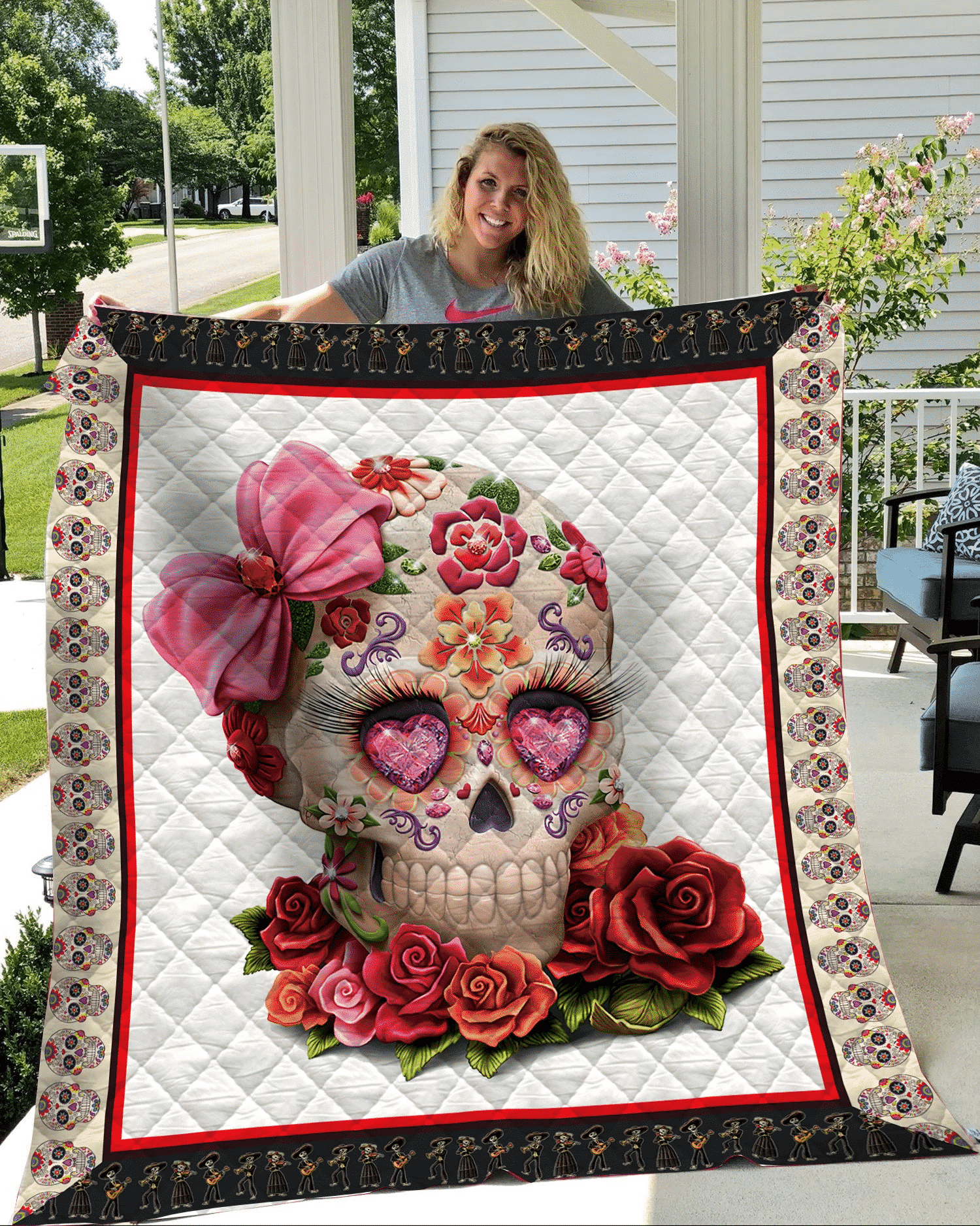 Hth2608 Sugar Skull Check Yes Or Know Quilt Chrismas Gift Dhc16122734Dd