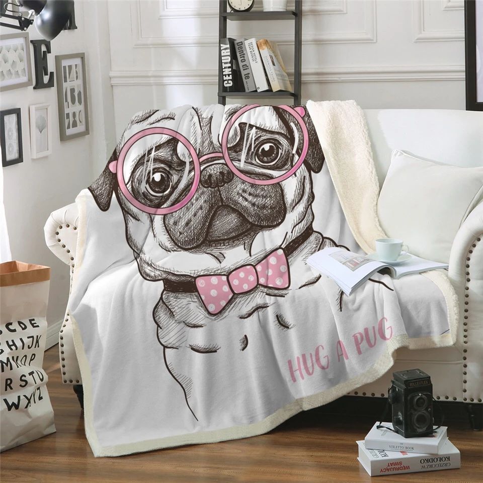 Hug A Pug Sherpa Fleece Blanket