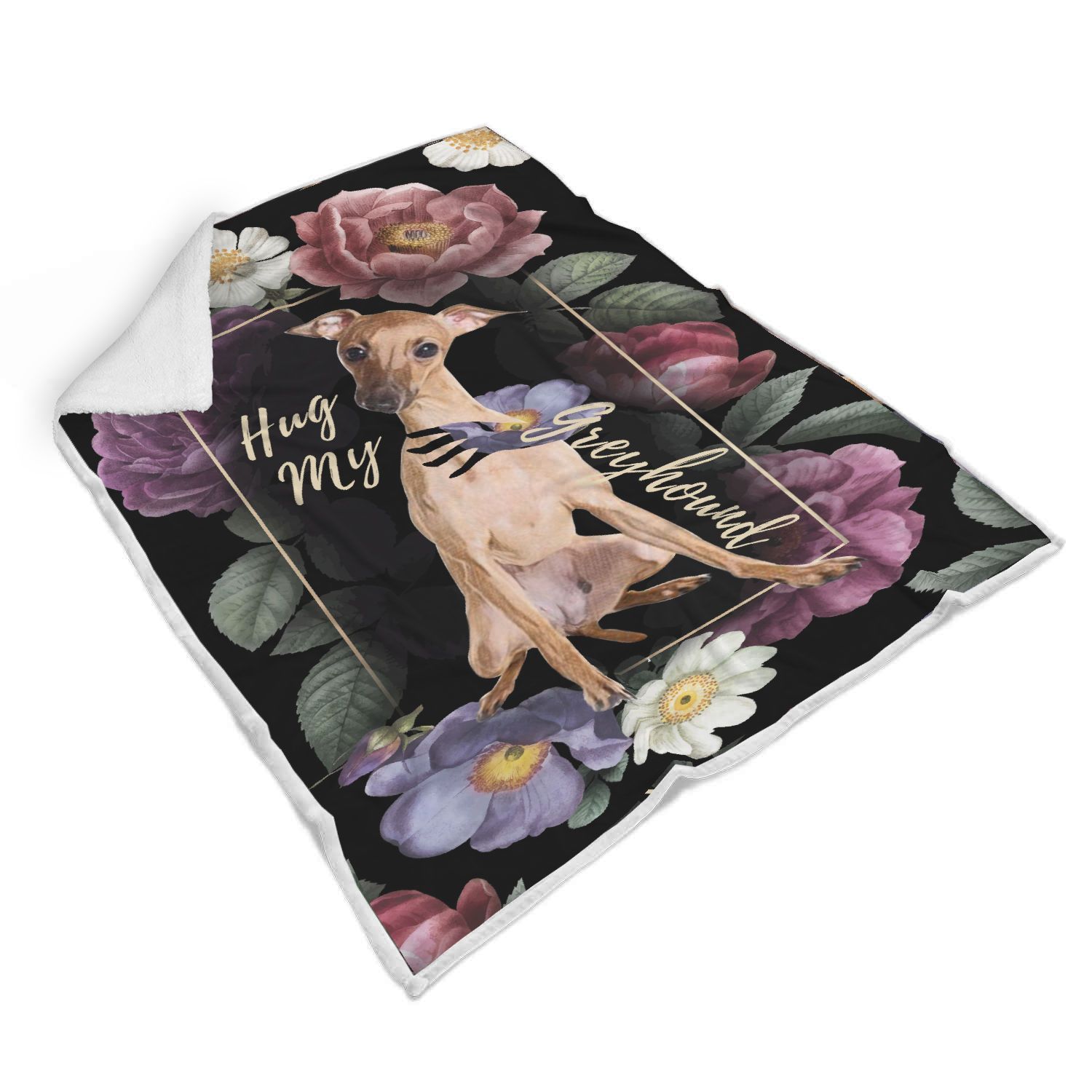Hug My Greyhound Sherpa Fleece Blanket