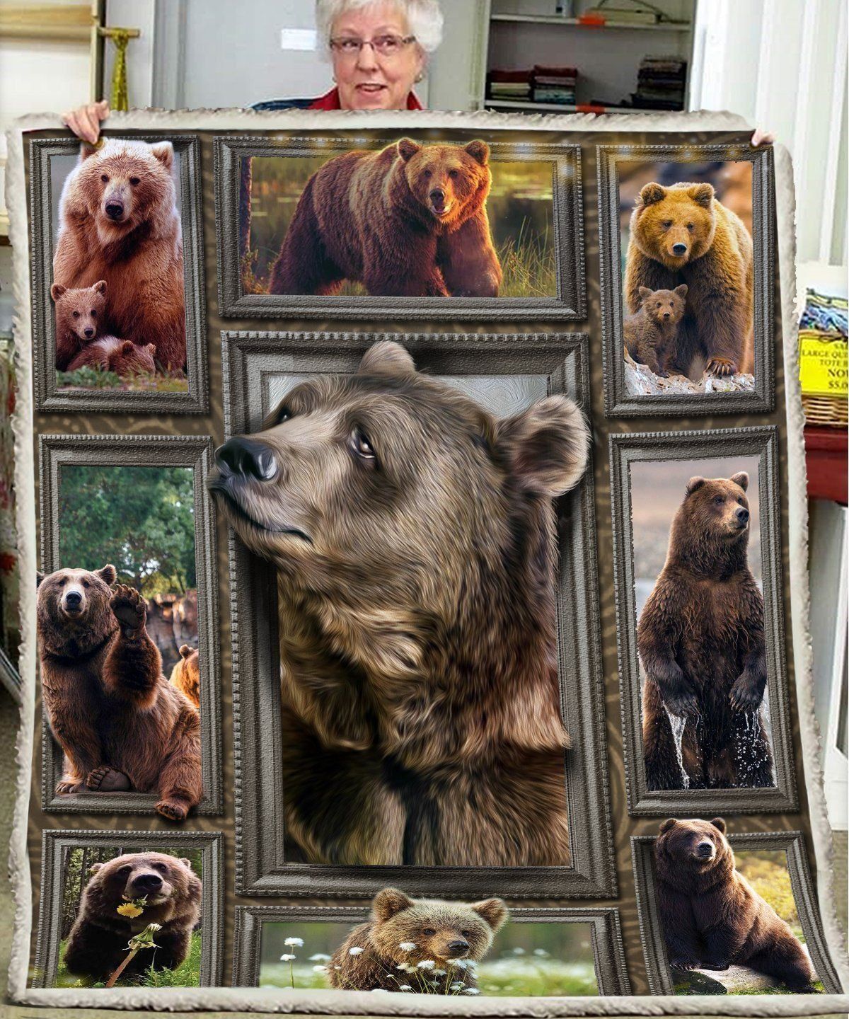 Huge Brown Bear Sherpa Fleece Blanket