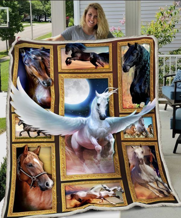 Huge Horse Sherpa Fleece Blanket