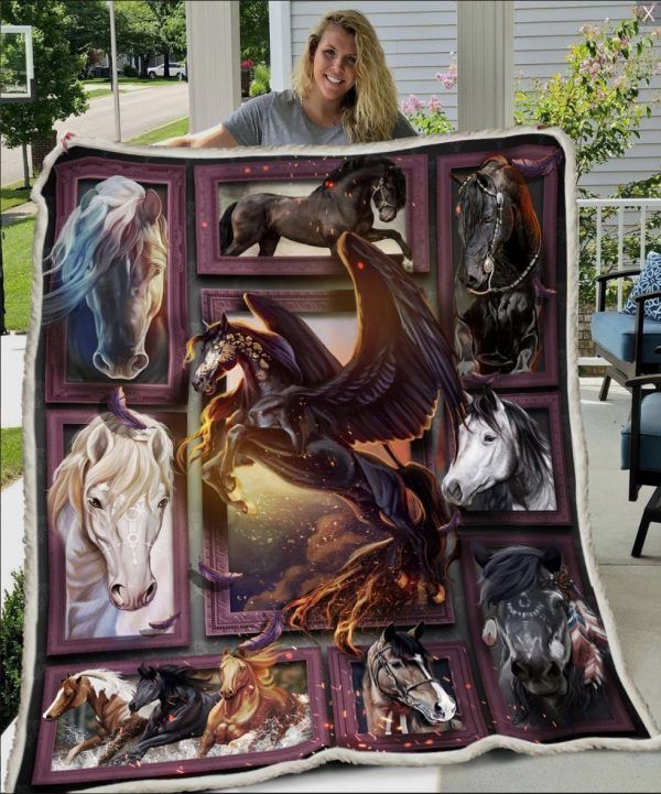 Huge Horse Sherpa Fleece Blanket