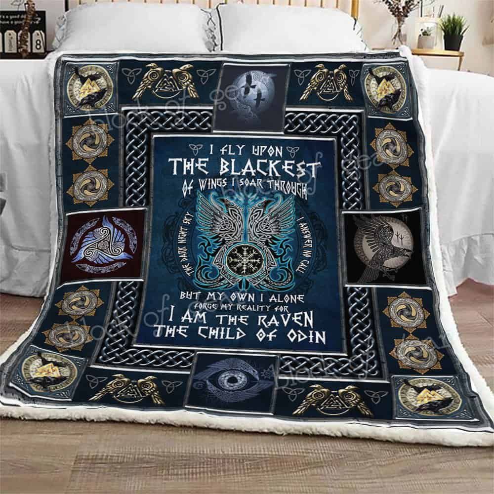 Huginn And Muninn Odins Ravens Sherpa Fleece Blanket