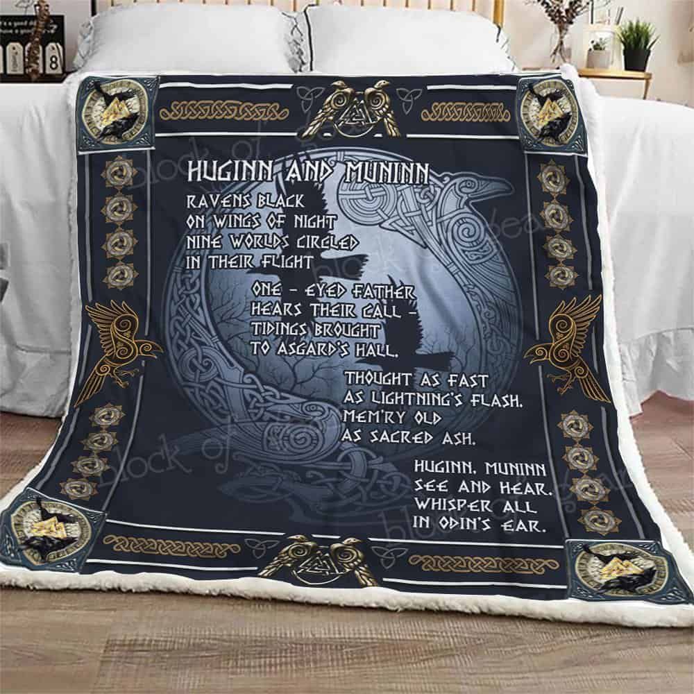 Huginn and Muninn Viking Fleece Blanket