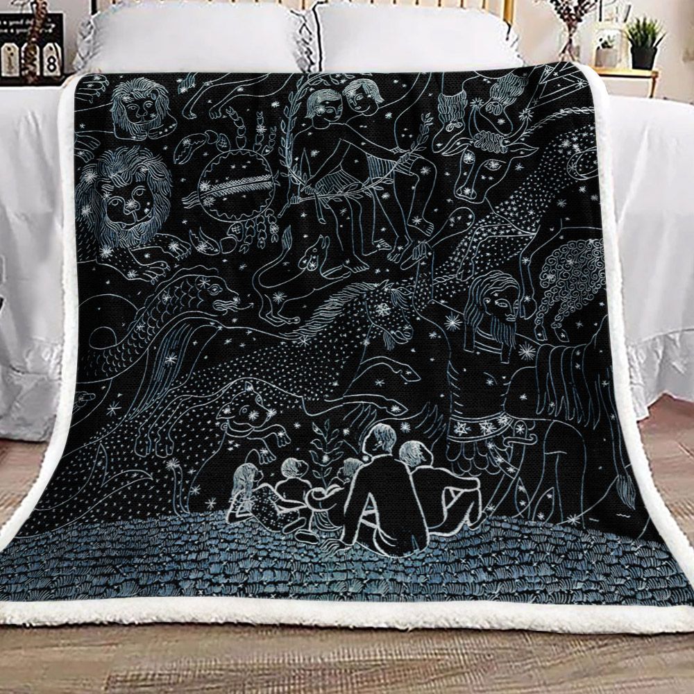 Human And The Animals Sherpa Fleece Blanket