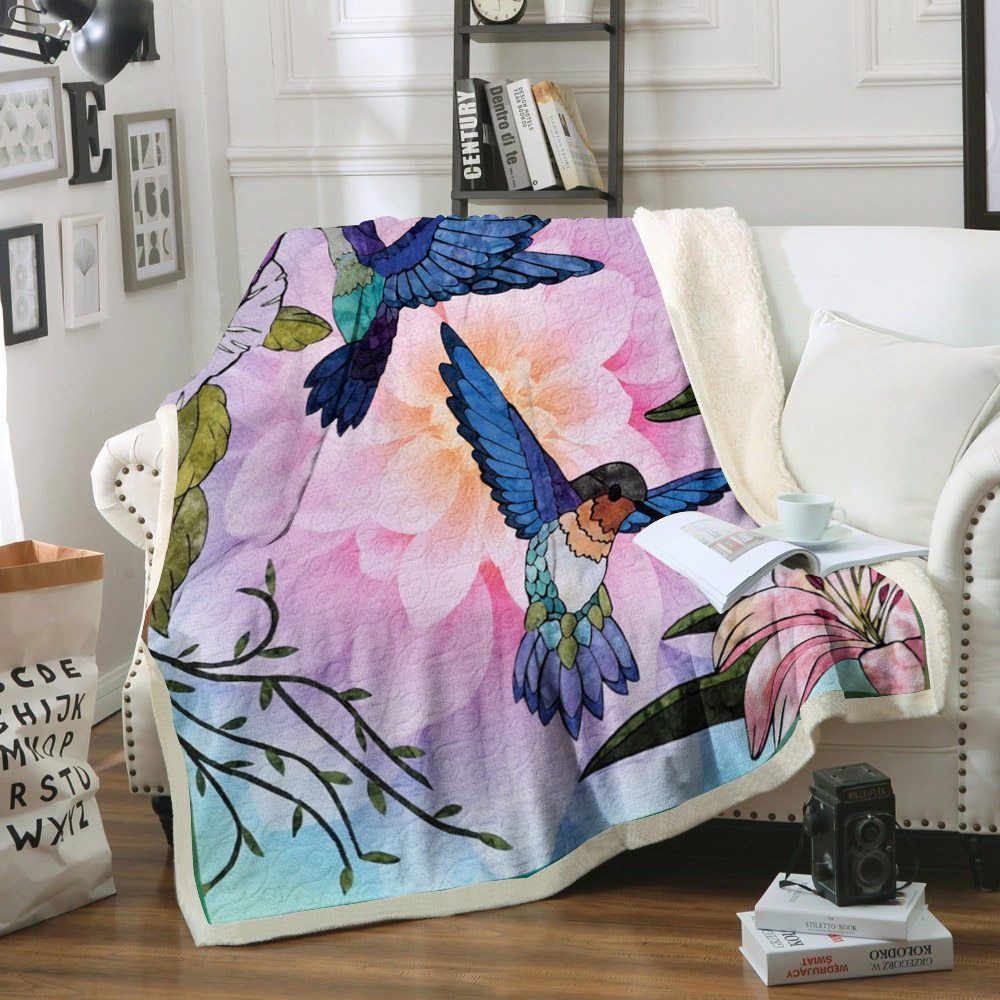 Humming Bird Sherpa Fleece Blanket