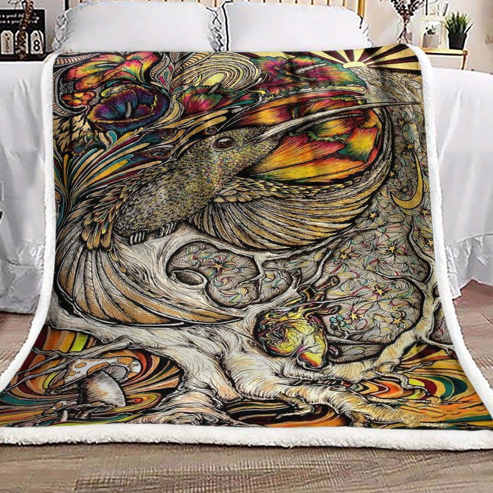 Humming Bird Sherpa Fleece Blanket
