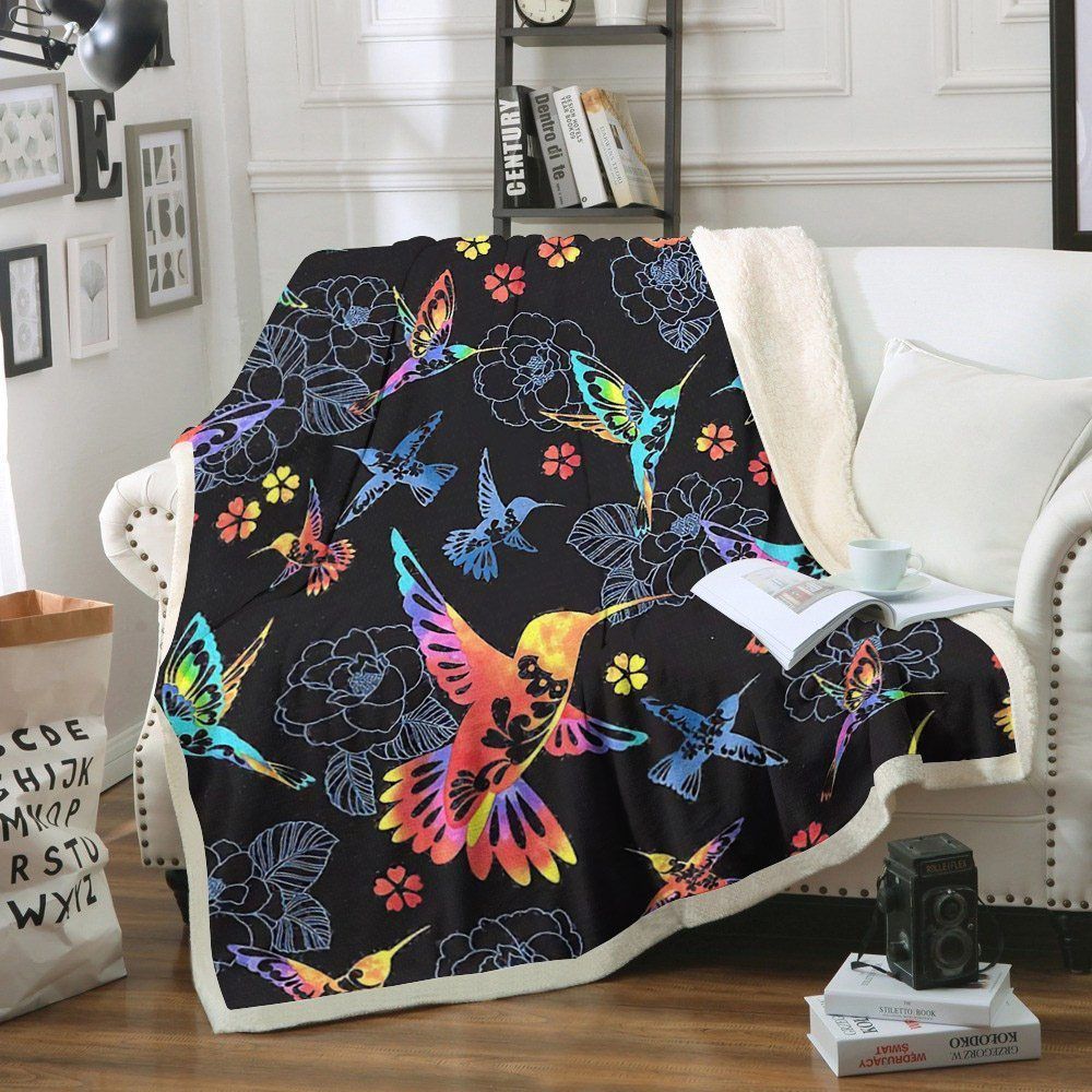 Humming Bird Sherpa Fleece Blanket