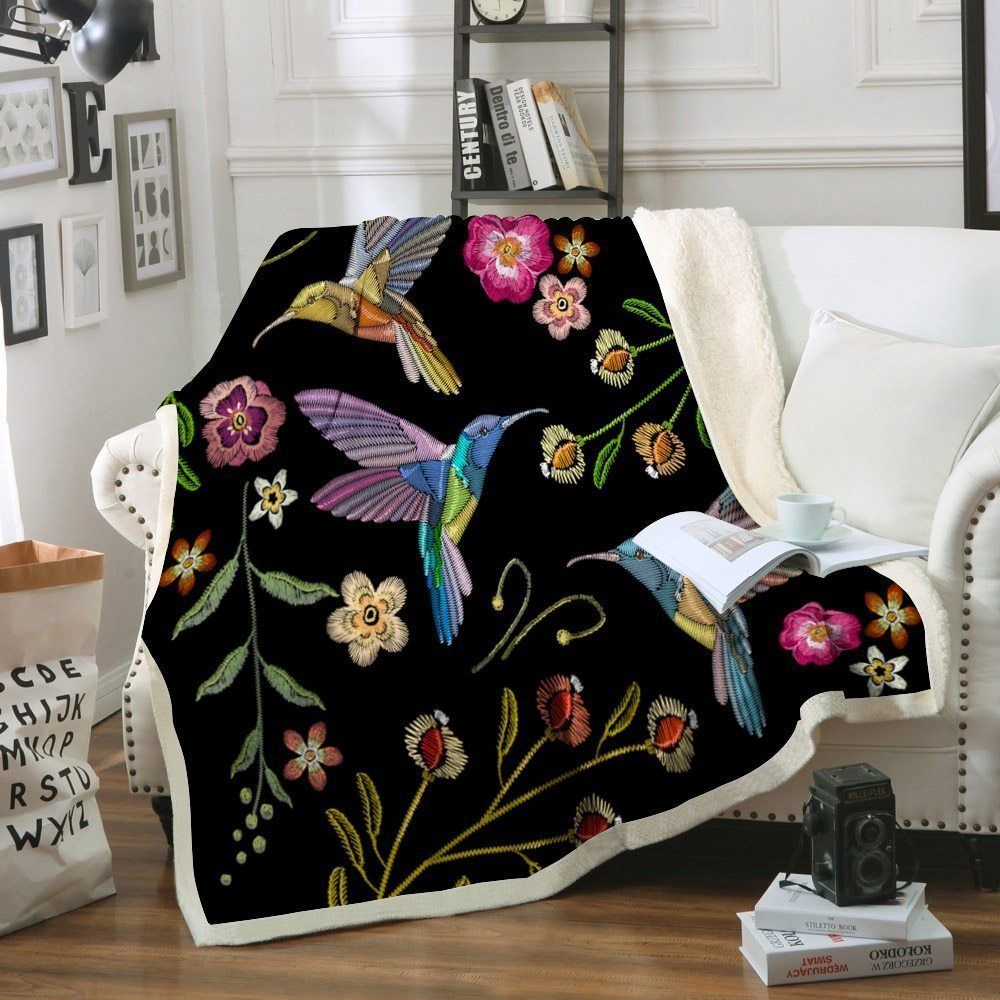 Humming Bird Sherpa Fleece Blanket