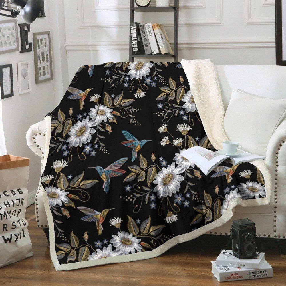 Humming Bird Sherpa Fleece Blanket