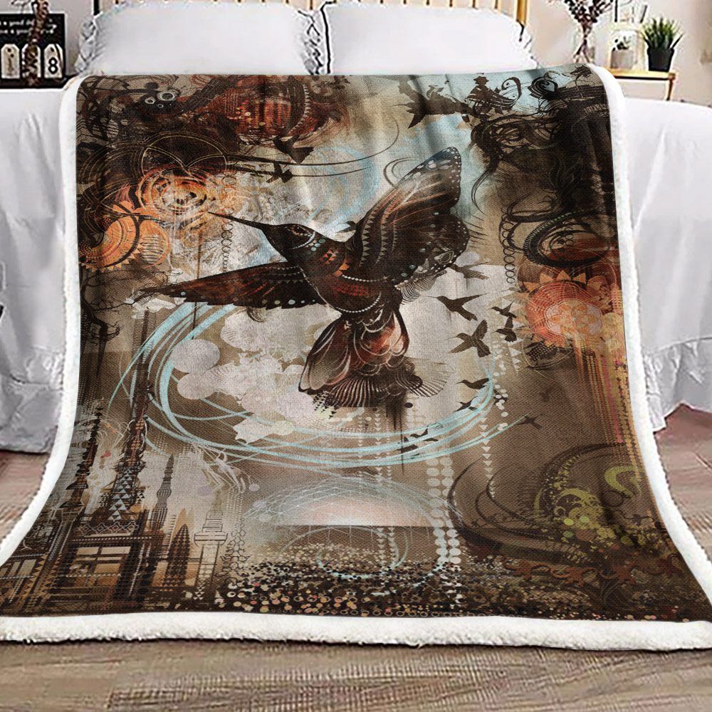 Humming Bird Sherpa Fleece Blanket