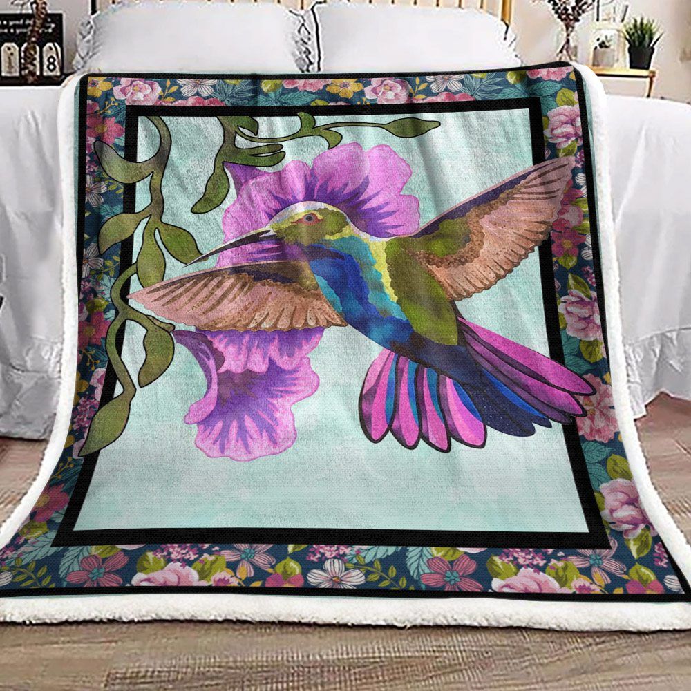 Humming Bird Sherpa Fleece Blanket