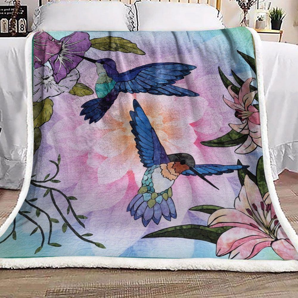 Humming Bird Sherpa Fleece Blanket
