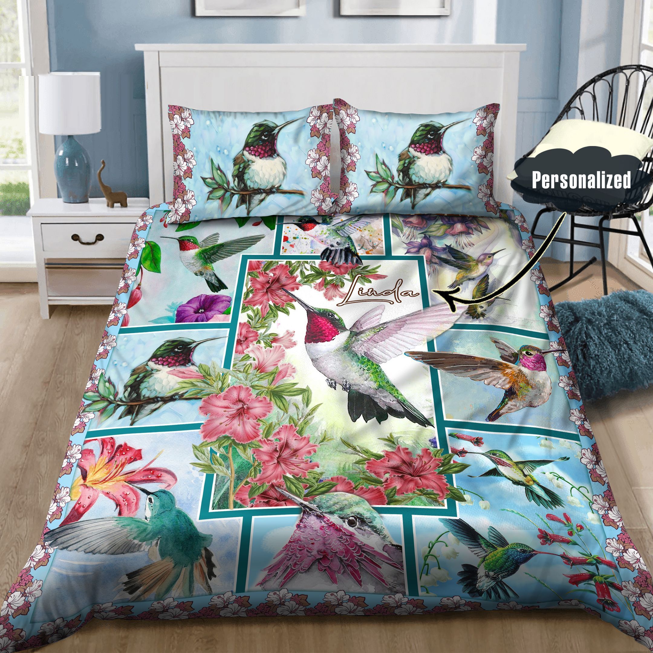 Humming Bird Personalized Bedding Set