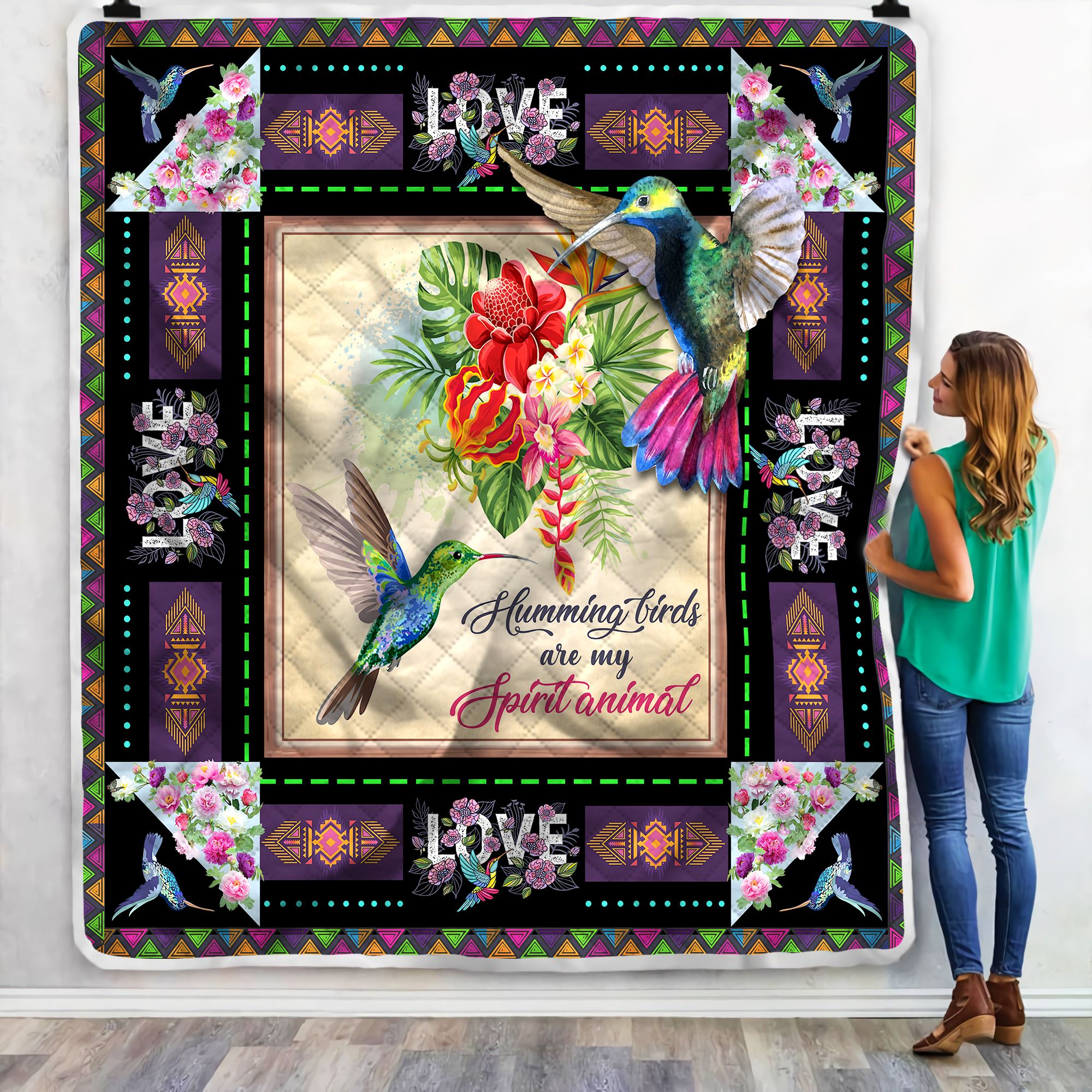 Humming Birds Spirit Animal Fleece Blanket