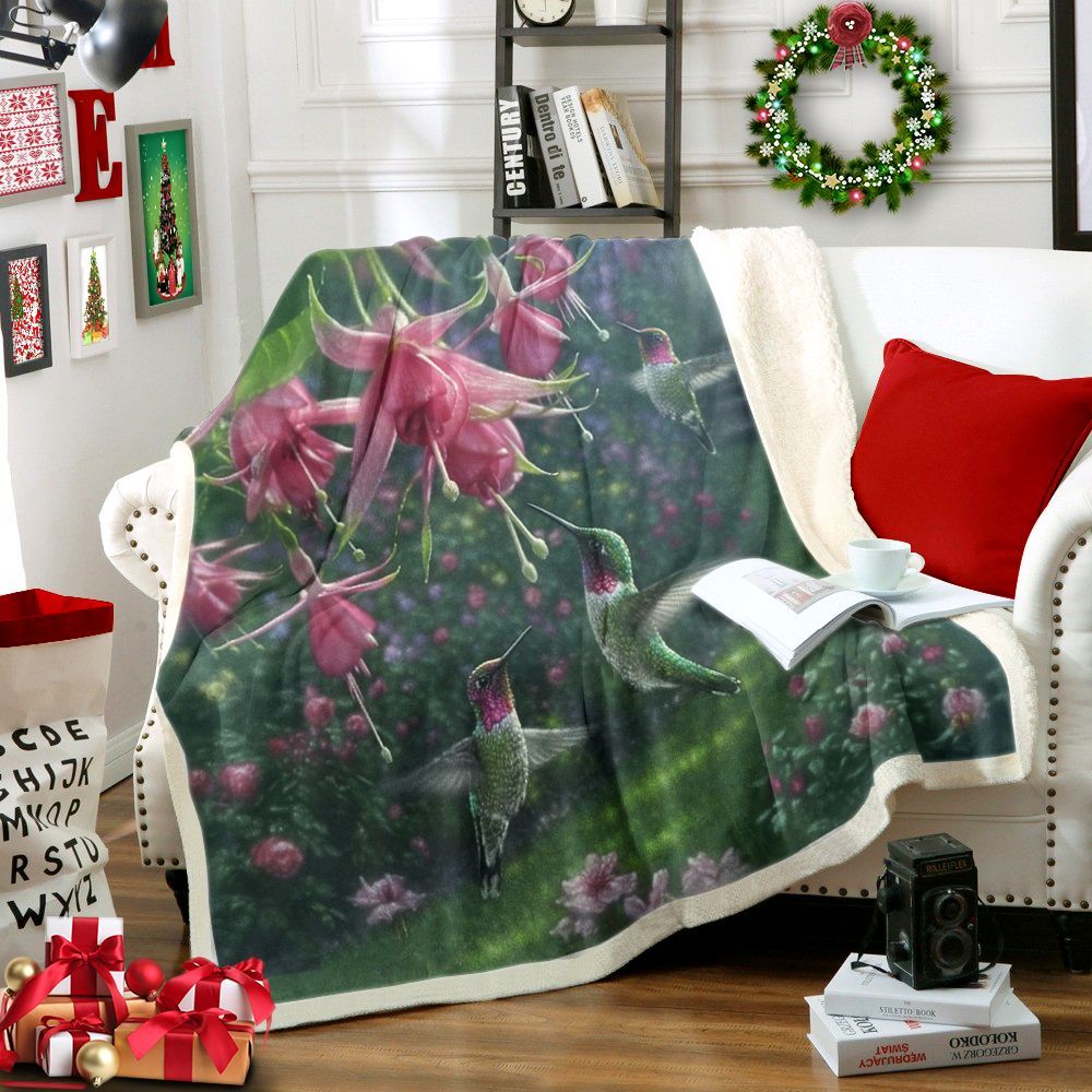 Hummingbird Sherpa Fleece Blanket