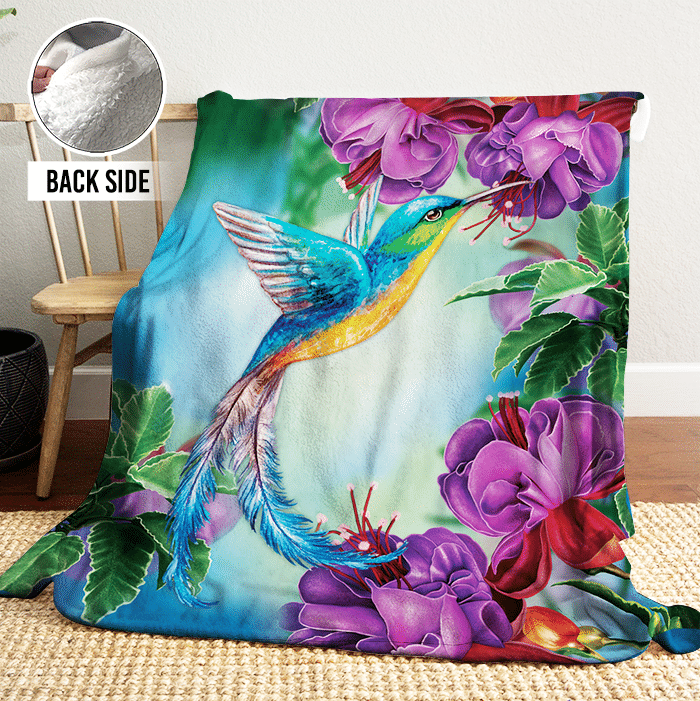 Hummingbird Sherpa Fleece Blanket