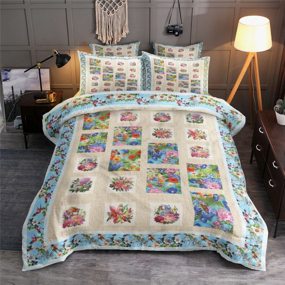 Hummingbird And Butterfly Flower Bedding Set