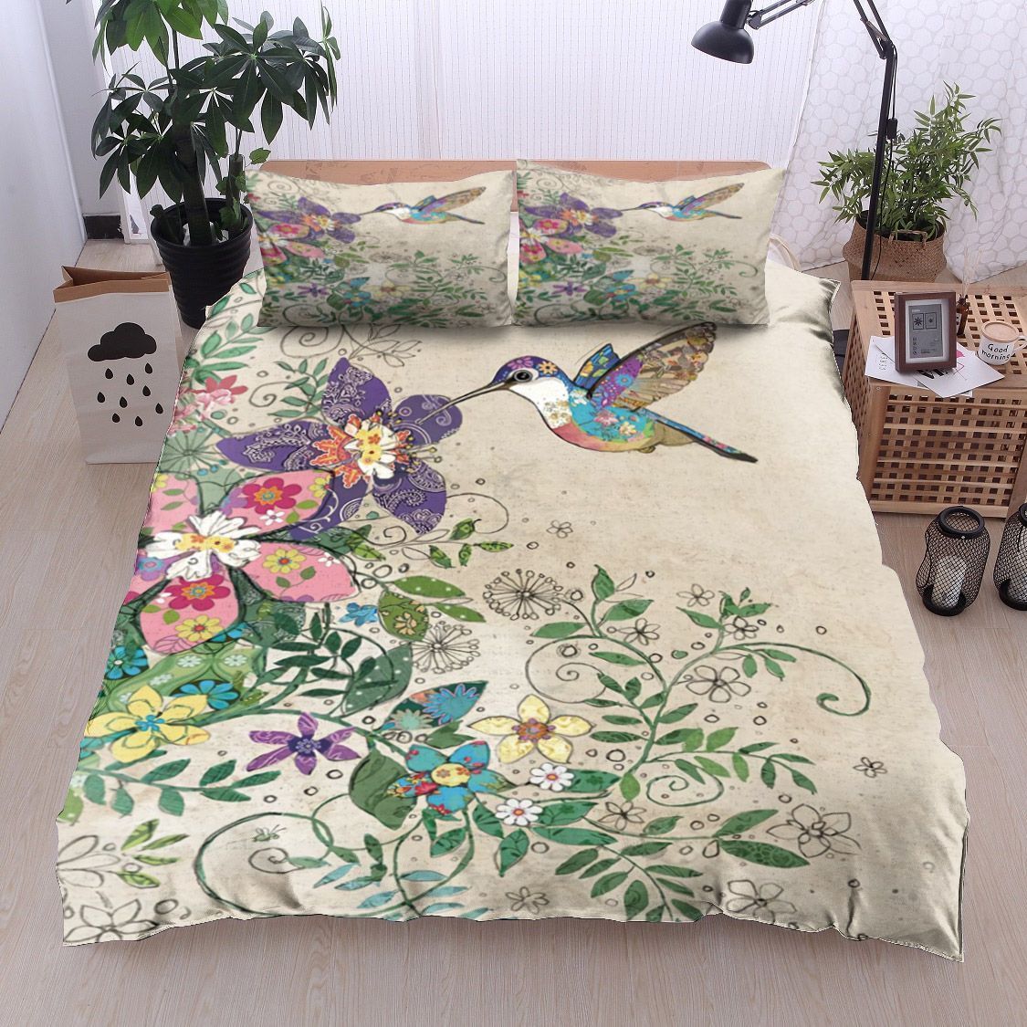 Hummingbird And Flower Bedding Set