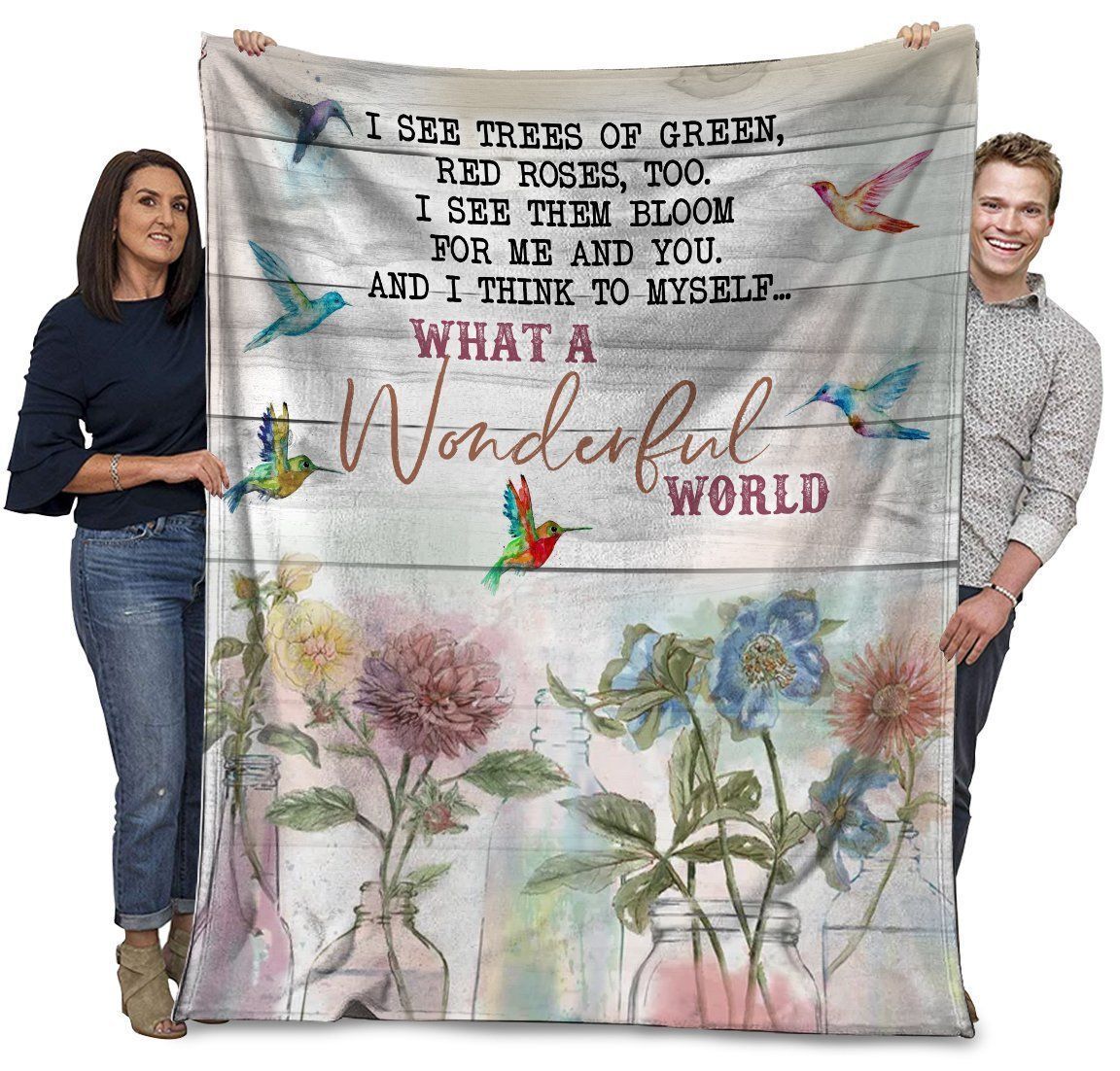 Hummingbird And I Think To Myself What A Wonderful World Fleece Blanket