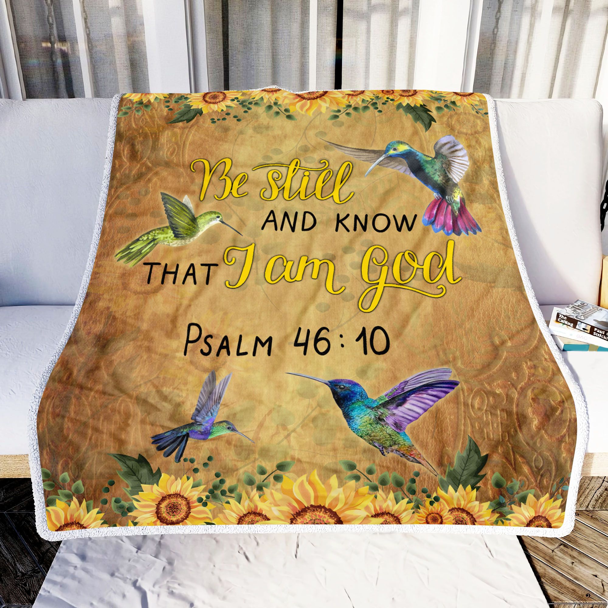 Hummingbird Be Still And Know That I Am God Fleece Blanket