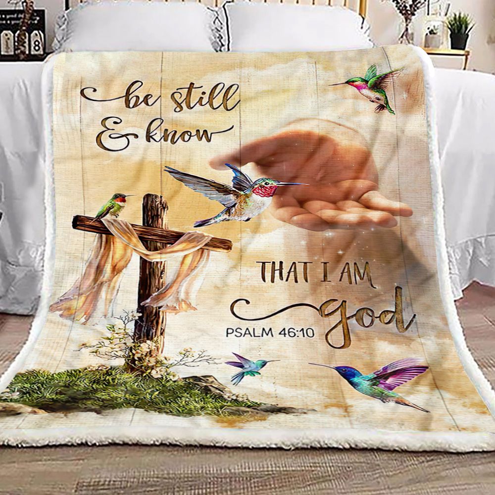 Hummingbird Be Still And Know That I Am God Fleece Blanket