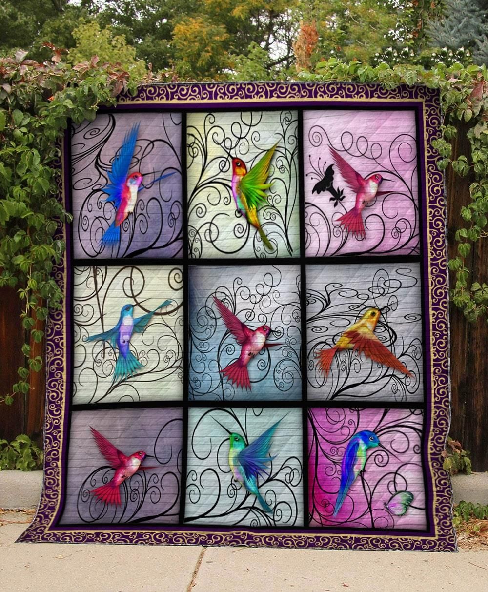 Hummingbird Bird On Quilt Blanket Quilt Blanket Dhc03011429Dd