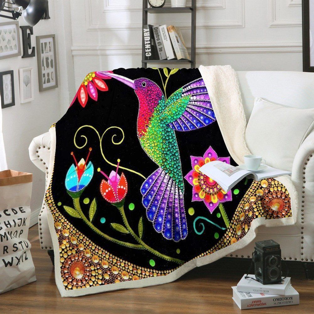 Hummingbird Sherpa Fleece Blanket