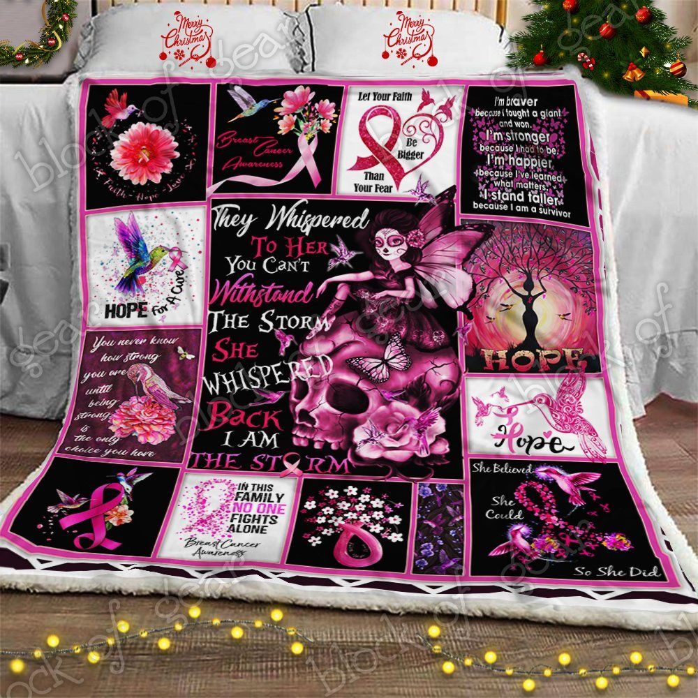 Hummingbird Breast Cancer Sherpa Fleece Blanket