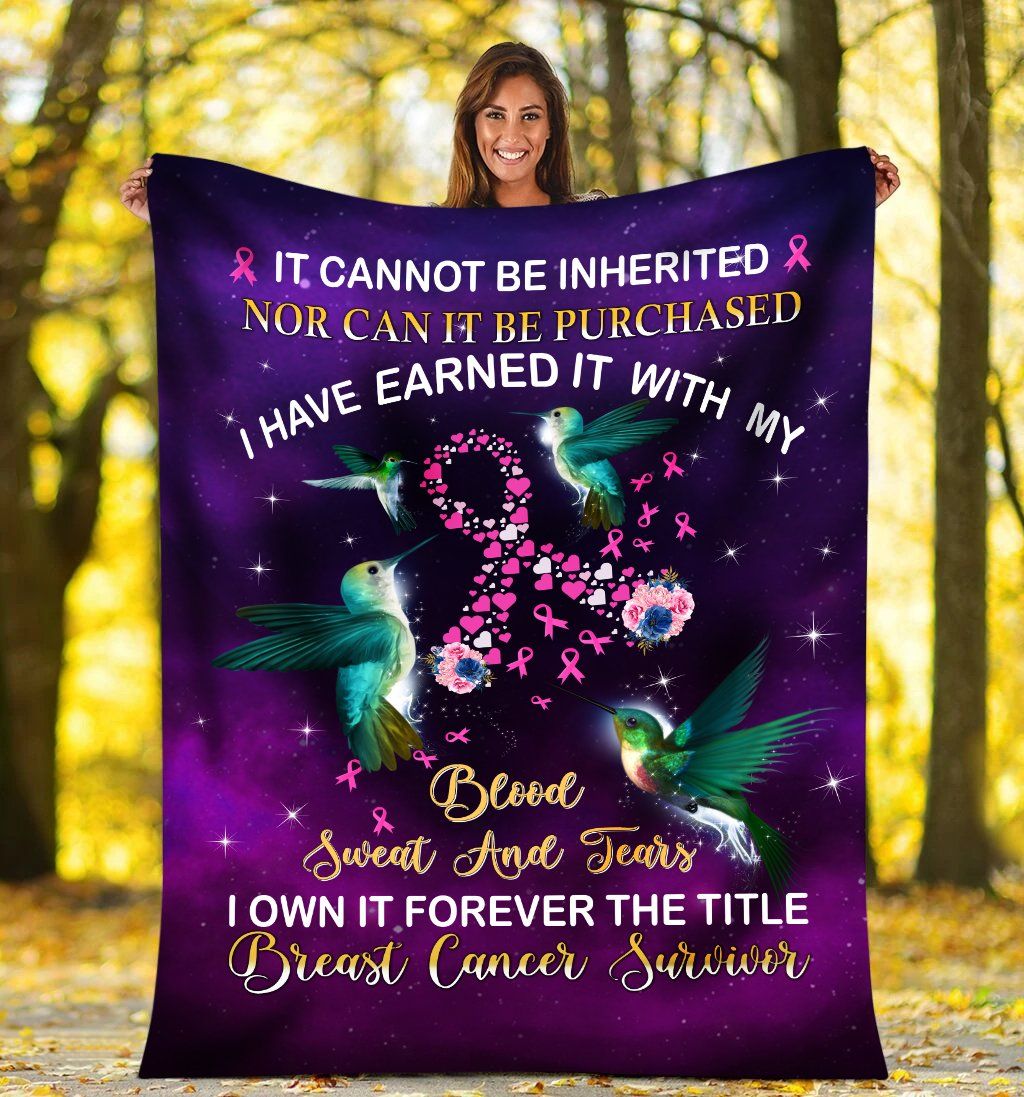 Hummingbird Breast Cancer Fleece Blanket