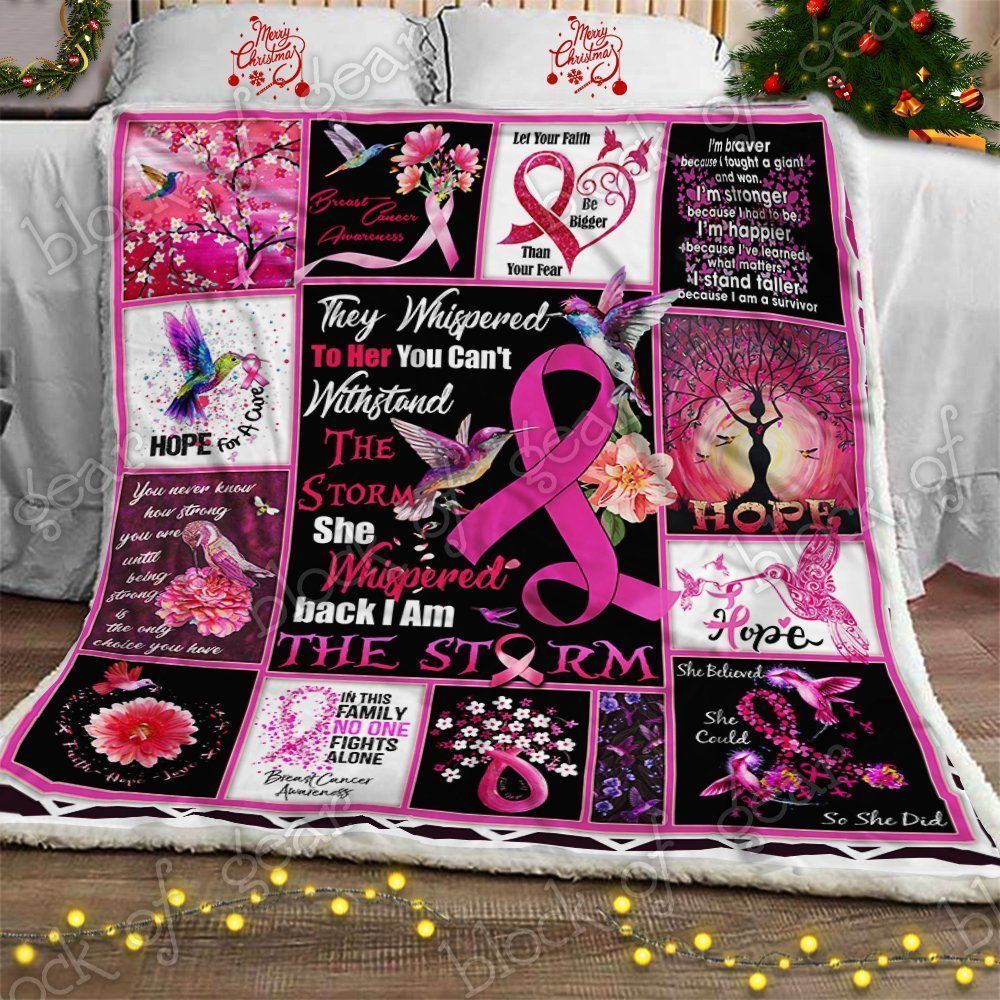 Hummingbird Breast Cancer Fleece Blanket