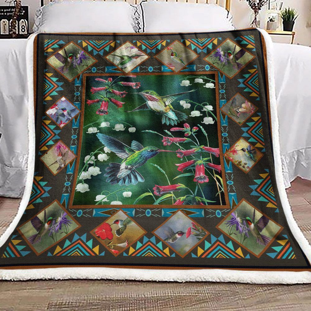 Hummingbird Sherpa Fleece Blanket