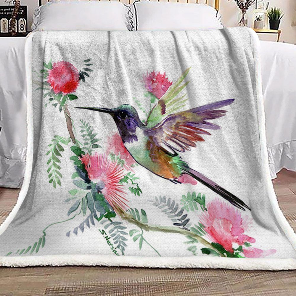 Hummingbird Sherpa Fleece Blanket