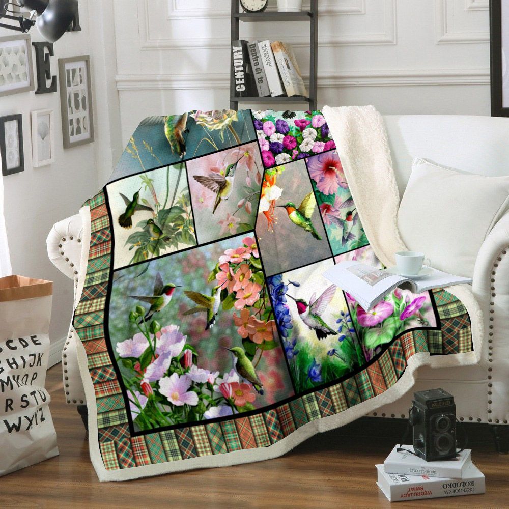 Hummingbird Sherpa Fleece Blanket