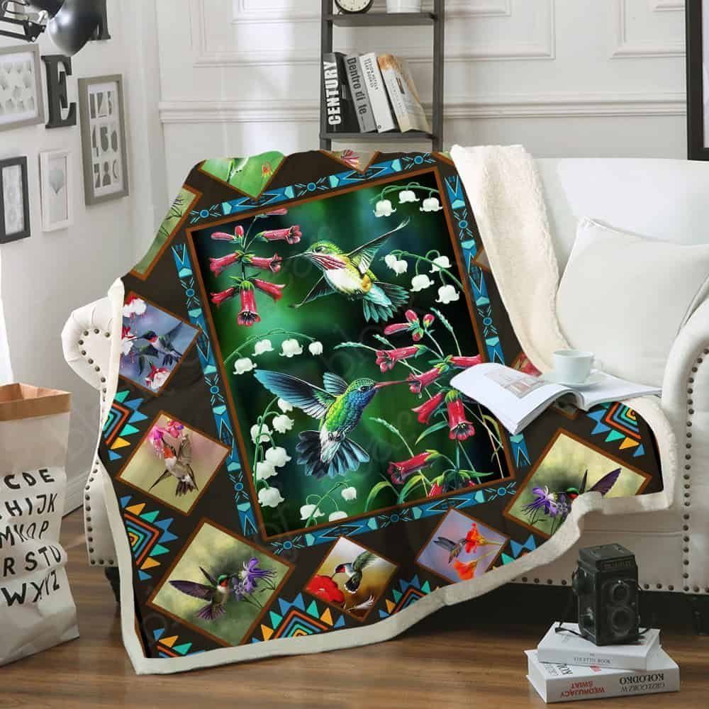Hummingbird Sherpa Fleece Blanket