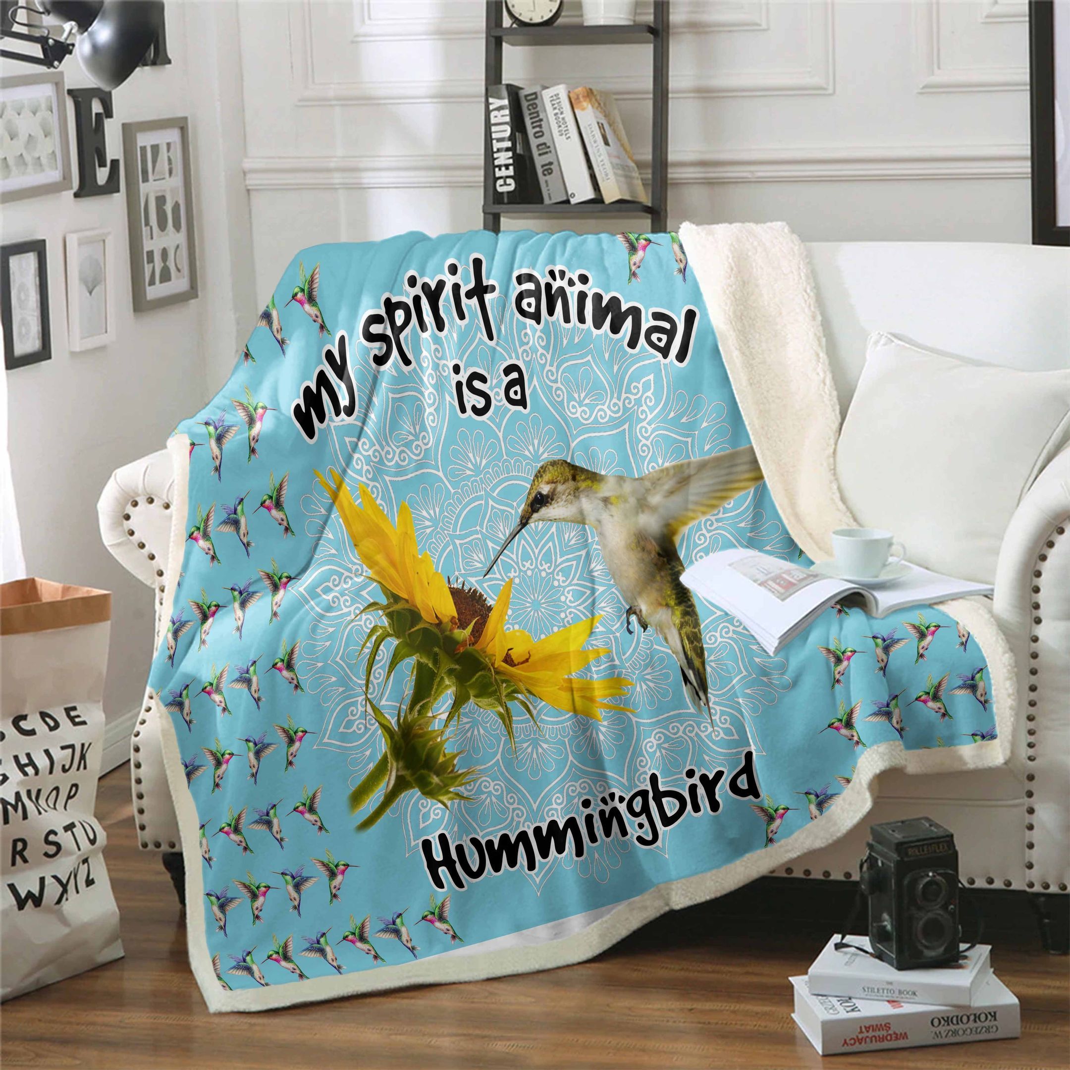 Hummingbird Sherpa Fleece Blanket