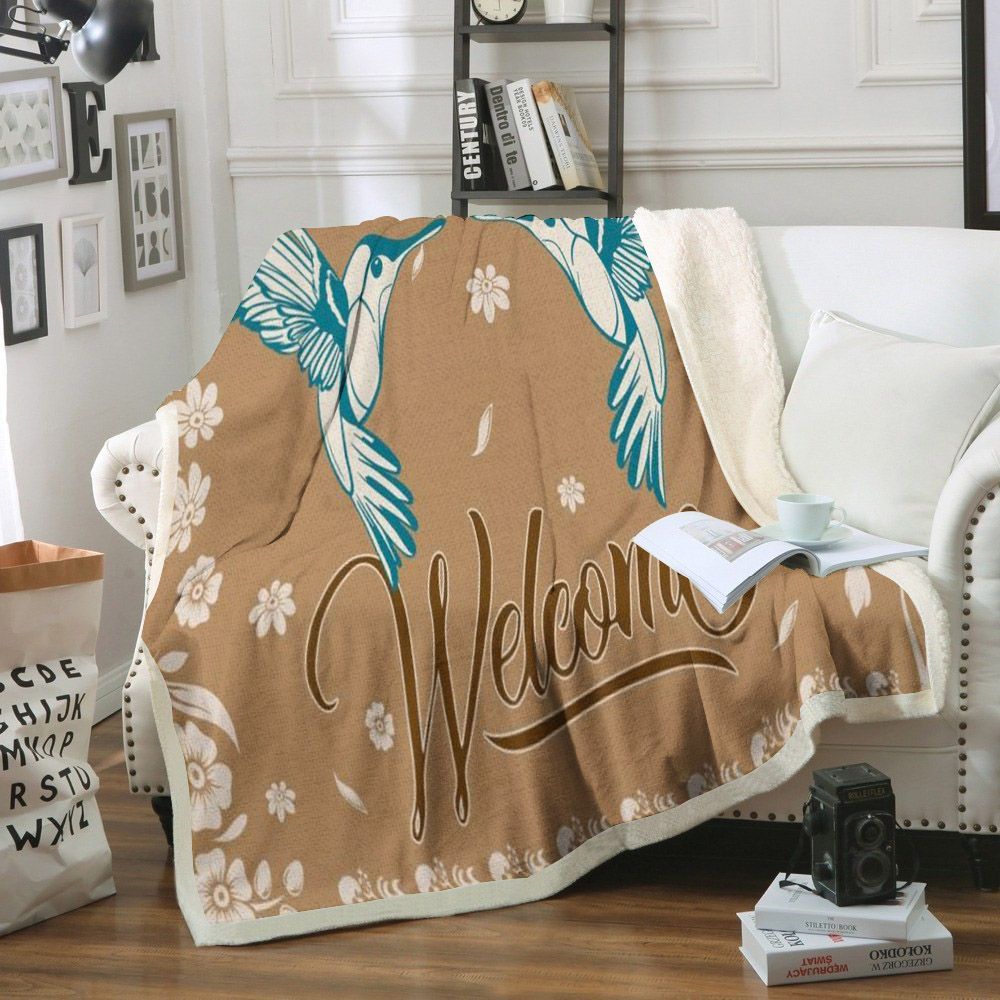 Hummingbird Sherpa Fleece Blanket