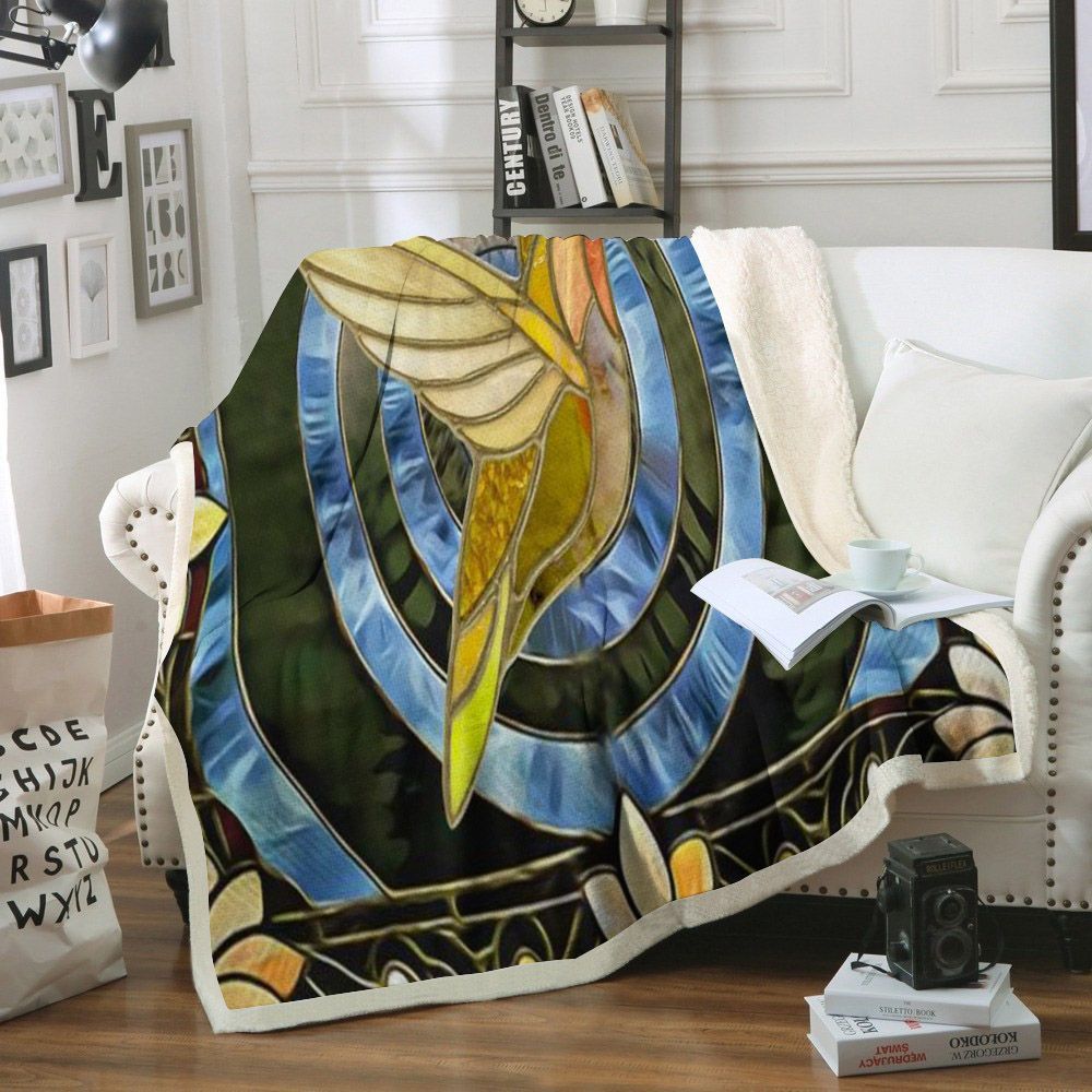 Hummingbird Sherpa Fleece Blanket
