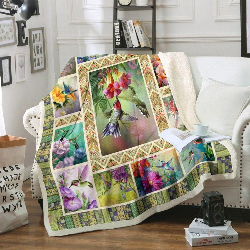 Hummingbird Sherpa Fleece Blanket