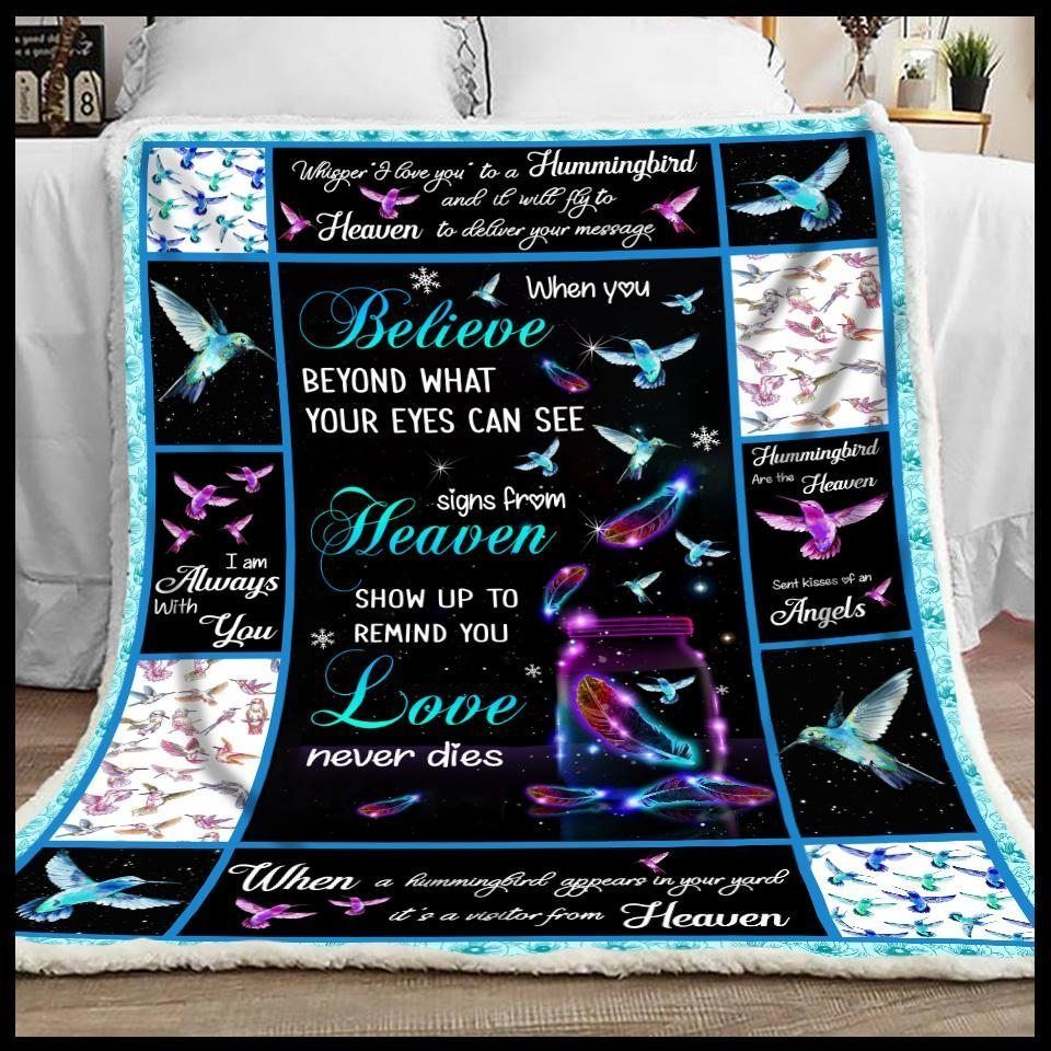 Hummingbird Sherpa Fleece Blanket