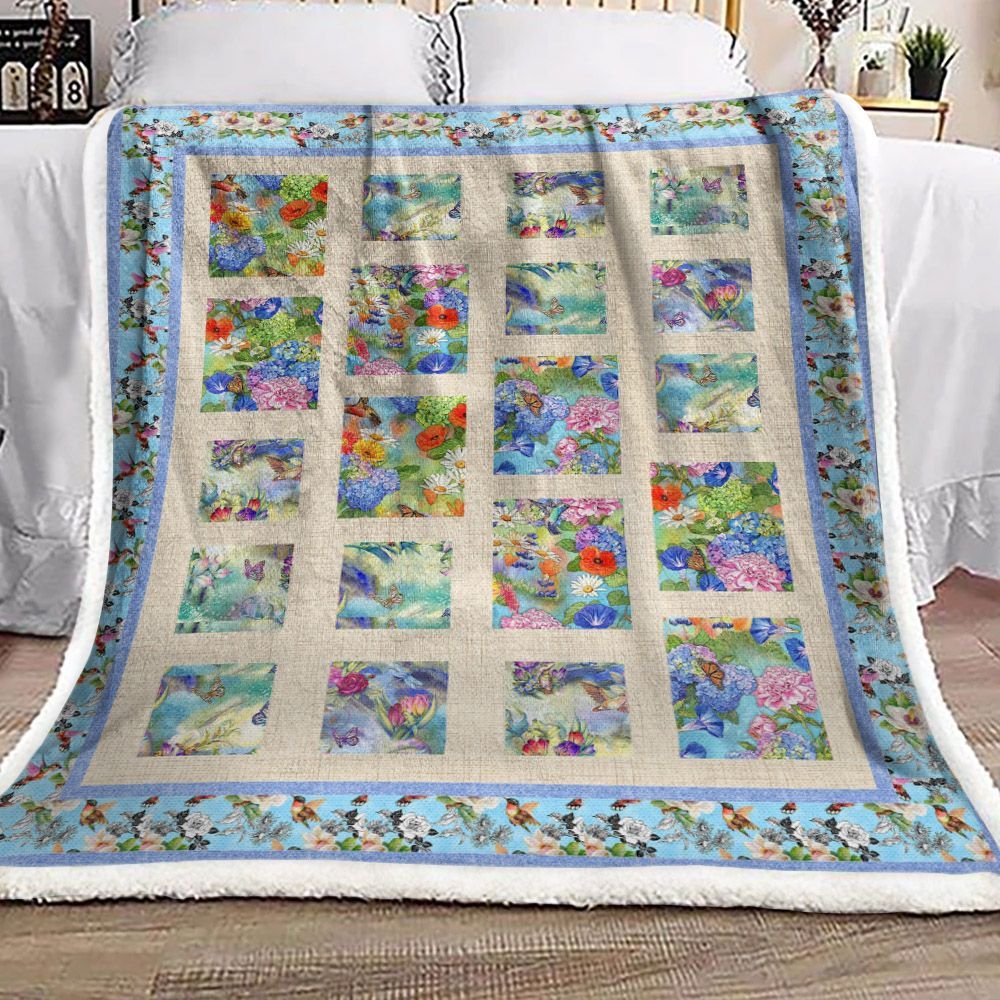 Hummingbird Sherpa Fleece Blanket