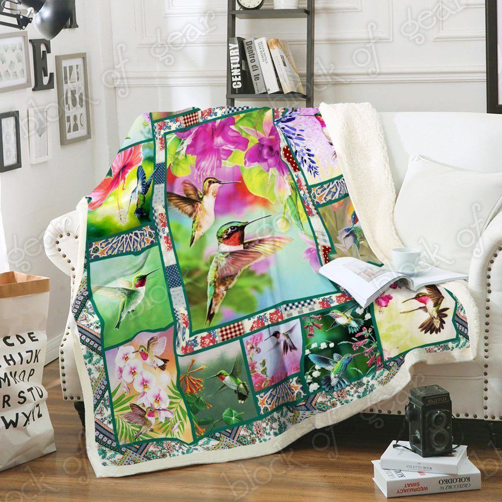 Hummingbird Sherpa Fleece Blanket