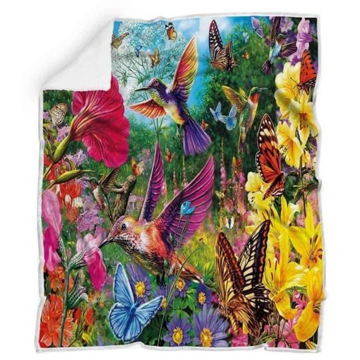 Hummingbird Sherpa Fleece Blanket