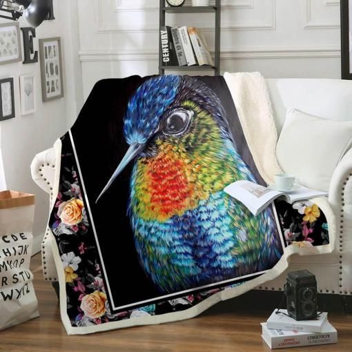 Hummingbird Sherpa Fleece Blanket
