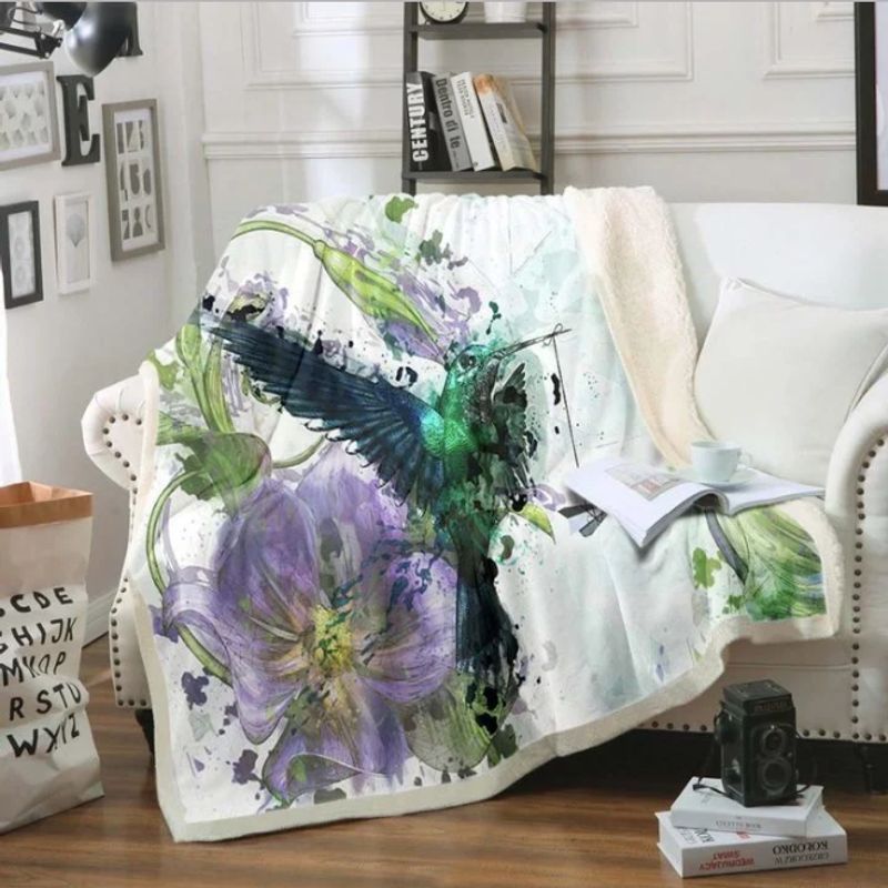 Hummingbird Sherpa Fleece Blanket
