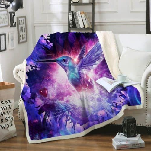 Hummingbird Sherpa Fleece Blanket
